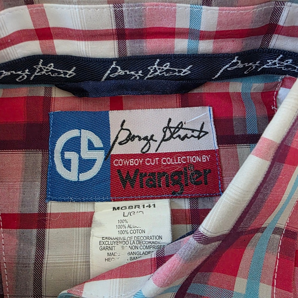 Wrangler George Strait Cowboy Cut Western Large Plaid Long Sleeve Shirt Men - Picture 4 of 9